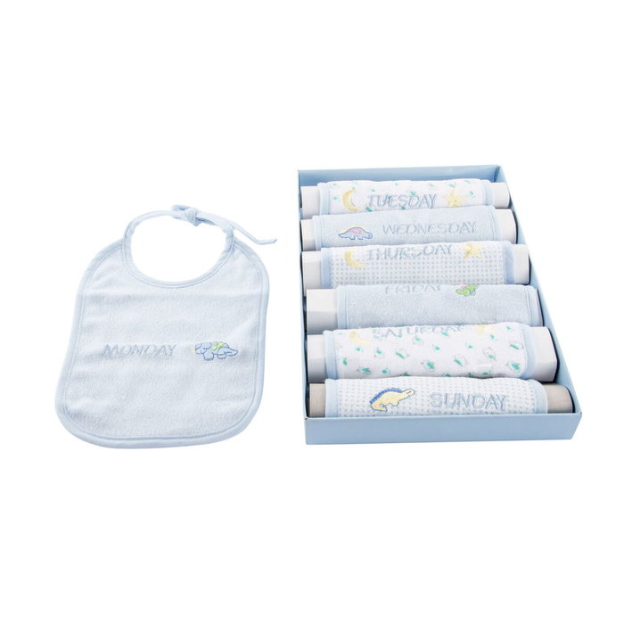 Ensemble de Bavoirs Home ESPRIT Bleu Rose Coton 19 x 29 x 3 cm (4 Unités)