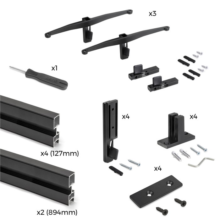 Emuca Kit de cadre modulaireKit de Zero avec matériel de fixation murale, Aluminium et Zamak, Peint en noir texturé