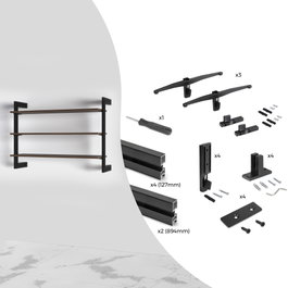 Emuca Kit de cadre modulaire Zero avec fixation murale, Noir texturé