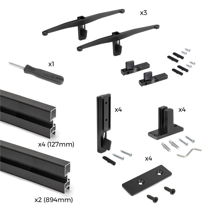 Emuca Kit de cadre modulaireKit de Zero avec matériel de fixation murale, Aluminium et Zamak, Peint en noir texturé