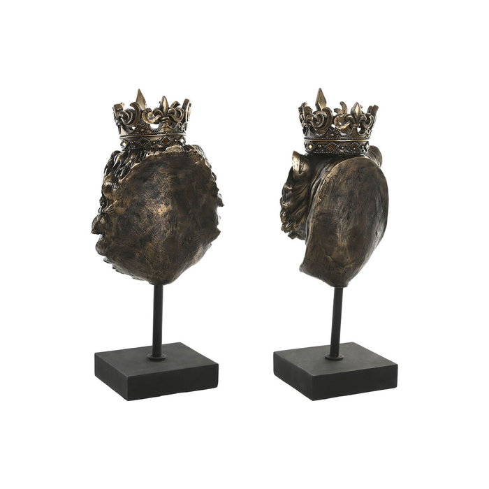 Home ESPRIT Figurine Décorative Lion avec Couronne, Brun foncé (Lot de 2)