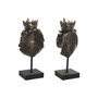 Home ESPRIT Figurine Décorative Lion avec Couronne, Brun foncé (Lot de 2)