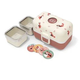 Monbento MB Tresor Fox - Lunch Box Enfant 3 Compartiments - Rose Cannelle