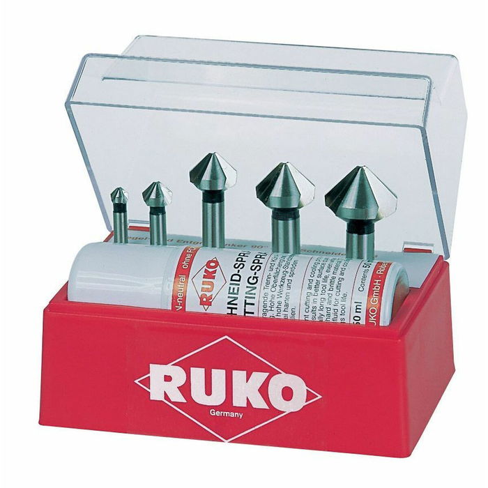 Jeu de fraises à chanfreiner (Fraises à chanfreiner) RUKO 102142T DIN 335 Acier rapide (AR) 5 Pièces
