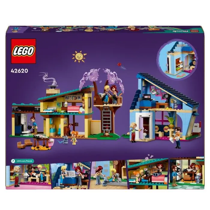 LEGO 42620 Friends Les Maisons Familiales d'Olly et de Paisley Jouet de Poupée avec Figurines et Accessoires