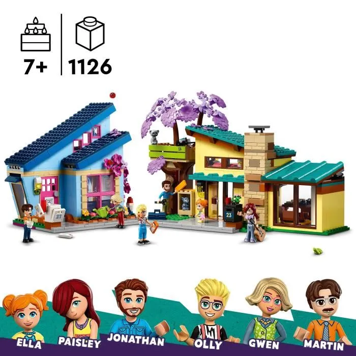 LEGO 42620 Friends Les Maisons Familiales d'Olly et de Paisley Jouet de Poupée avec Figurines et Accessoires