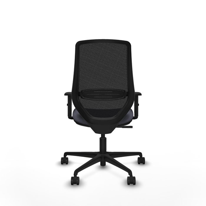 Chaise Mardos Synchro 4 positions tissu Gris foncé Maille Noir Base en nylon noir Accoudoir 1D Sans appui-tête Roulettes 65mm nylon