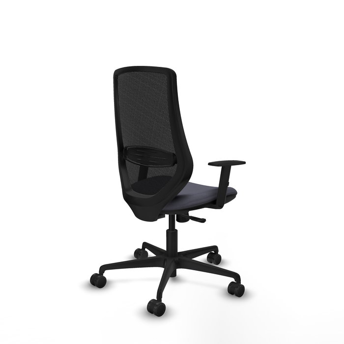 Chaise Mardos Synchro 4 positions tissu Gris foncé Maille Noir Base en nylon noir Accoudoir 1D Sans appui-tête Roulettes 65mm nylon