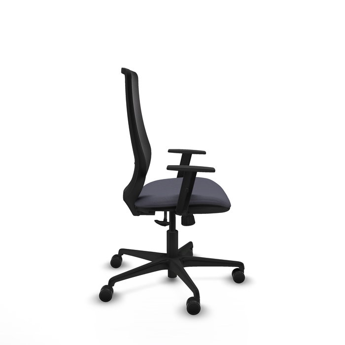Chaise Mardos Synchro 4 positions tissu Gris foncé Maille Noir Base en nylon noir Accoudoir 1D Sans appui-tête Roulettes 65mm nylon