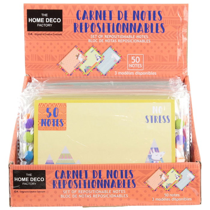 Home Deco Factory Bloc de 50 notes repositionnables avec pompons colorés Home Deco Factory Bloc de 50 notes repositionnables avec pompons colorés