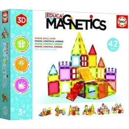 Educa Educa Magnetics 42 Pcs - Jeu de Construction Magnétique avec 42 Pièces Colorées et Translucides pour Enfants