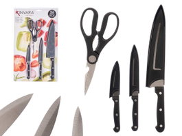 KINVARA Set de 3 Couteaux et Ciseaux Noir