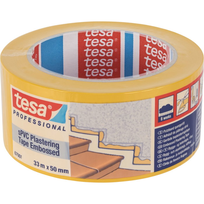 Tesa Ruban de masquage sPVC jaune rainuré 33 m x 50 mm Tesa Ruban de masquage sPVC jaune rainuré 33 m x 50 mm