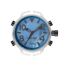WATXANDCO RWA3712 Unisexe - Boîtier Transparent et Cadran Bleu
