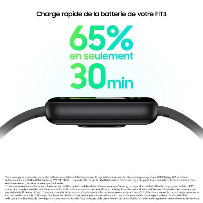 Samsung Bracelet Connecté Fitness Galaxy Fit 3 Gris, Écran AMOLED 1,6", Notifications, Suivi Santé, 100+ Entraînements