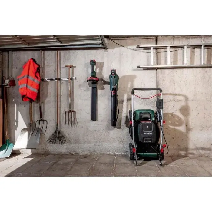 Metabo Tondeuse sans fil RM 36-18 LTX BL 46 18 V avec sac collecteur, faucille, obturateur de mulching et clé de sûreté (Sans batterie, ni chargeur)