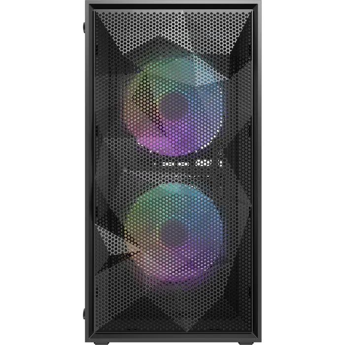 Darkflash DF-M305MCL12-BK - Boîtier PC Mini Tour Noir, Micro-ATX, Façade Mesh, 3 Ventilateurs ARGB, USB 3.0, Panneau Latéral en Verre Trempé