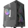 Darkflash DF-M305MCL12-BK - Boîtier PC Mini Tour Noir, Micro-ATX, Façade Mesh, 3 Ventilateurs ARGB, USB 3.0, Panneau Latéral en Verre Trempé