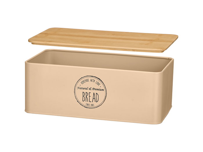 KINVARA Boîte à pain Beige avec couvercle en bambou, lot de 4 KINVARA Boîte à pain Beige avec couvercle en bambou, lot de 4