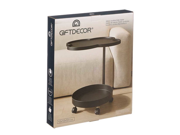 GIFTDECOR Mesa Auxiliar Doble Negra