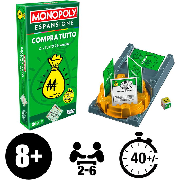 Monopoly Extension Tout est à Vente Italien G0720 Hasbro - Jeu de Société +8 Ans