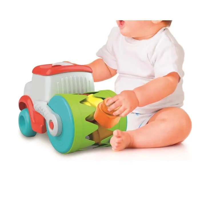 Clementoni Camion sensoriel Clemmy avec rouleau mange-blocs et cubes souples lavables - Jouet d'éveil tactile pour enfant dès 24 mois
