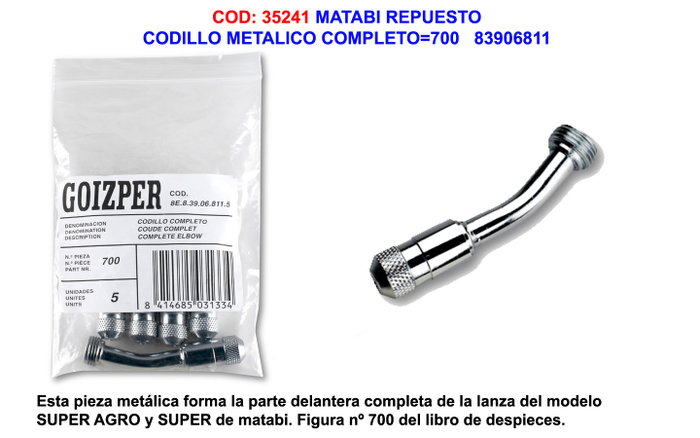 MATABI Cerin complet en métal pour pulvérisateur 700 83906811 MATABI Cerin complet en métal pour pulvérisateur 700 83906811
