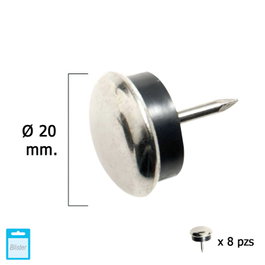 MAURER Patin métal caoutchouc clair Ø20 (blister 8 unités)