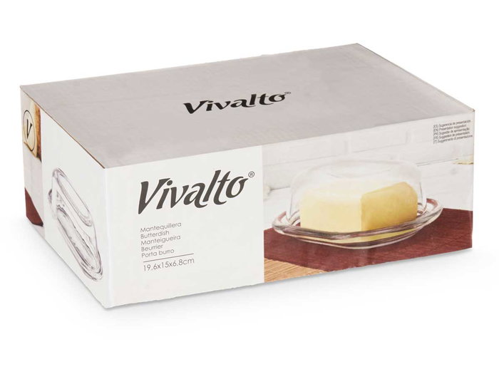 VIVALTO Mantequillera en verre lisse transparente
