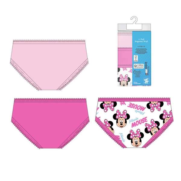 Minnie Mouse - Pack de 3 Culottes Courtes Single Jersey en Coton pour Fille - Taille 2-3 Ans (2-3 Years) - Modèles Assortis