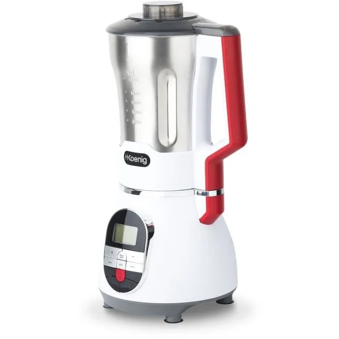 H.Koenig MXC36 Blender chauffant 900W, 1,4 L (chaud) / 1,7 L (froid), inox, 3 vitesses + fonction pulse et programmes de cuisson (60°C, 80°C, 100°C)