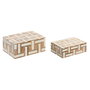Boîte à bijoux Home ESPRIT Blanc Naturel Résine Bois de manguier 18 x 13 x 7,5 cm (2 Pièces)