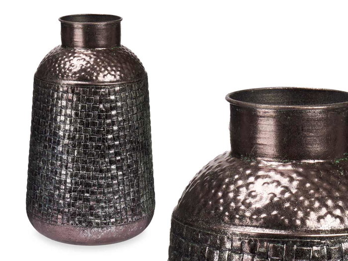 GIFTDECOR Jarrón Relieve Ancho Plata Envejecido