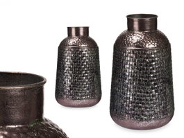 GIFTDECOR Jarrón Relieve Ancho Plata Envejecido