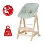 Roba BORN UP - Chaise haute évolutive 2-en-1 bois naturel avec transat inclinable vert givré - De la naissance à 70 kg