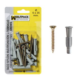 WOLFPACK LINEA PROFESIONAL Blister cheville multifonction et vis MU 8x50 mm (10 unités)