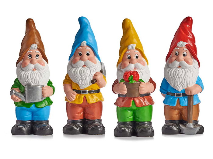 Ibergarden Nain de Jardin en Céramique 30 cm Couleurs Vives Assorties (Set de 12)