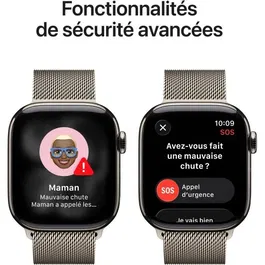 Apple Watch Series 11 GPS + Cellular - 42mm - Boîtier Titanium Naturel - Bracelet Milanese Loop Naturel
