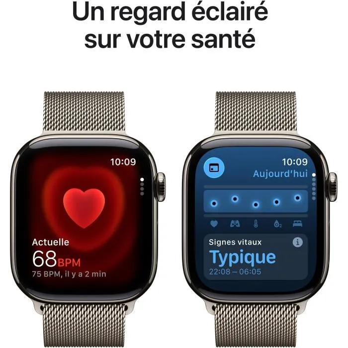 Apple Watch Series 11 GPS + Cellular - 42mm - Boîtier Titanium Naturel - Bracelet Milanese Loop Naturel