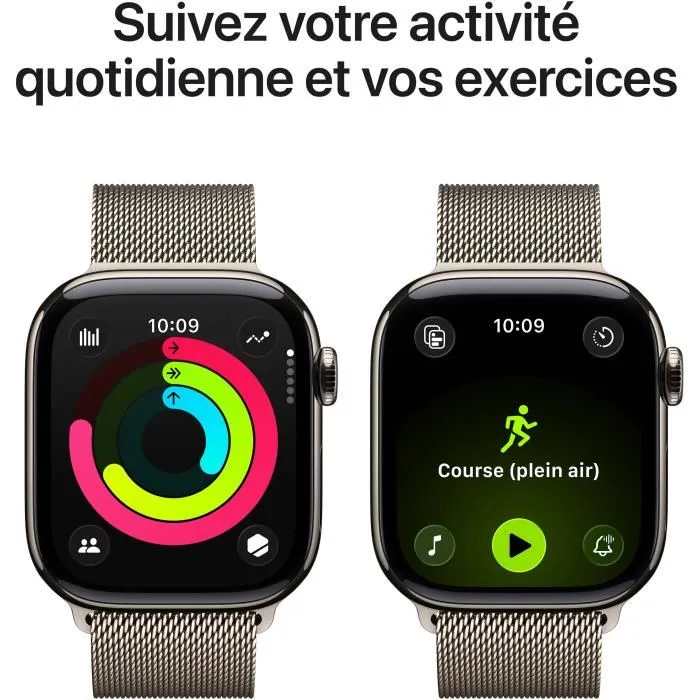 Apple Watch Series 11 GPS + Cellular - 42mm - Boîtier Titanium Naturel - Bracelet Milanese Loop Naturel