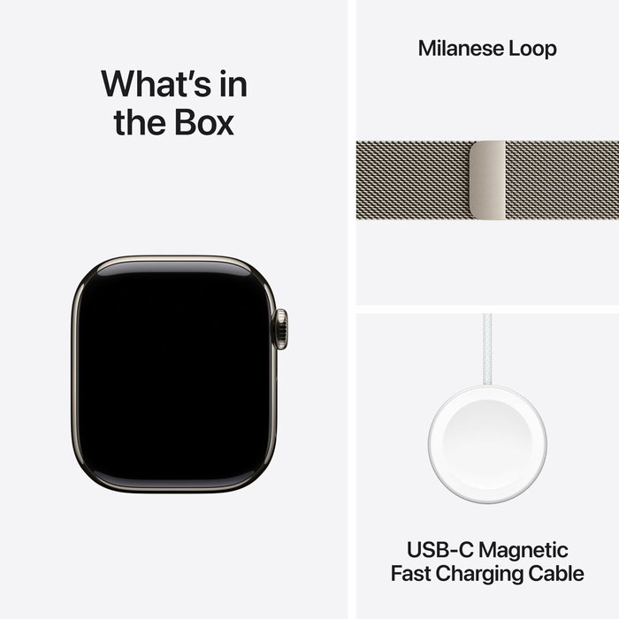 Apple Watch Series 11 GPS + Cellular - 42mm - Boîtier Natural Titanium - Bracelet Natural Milanese Loop