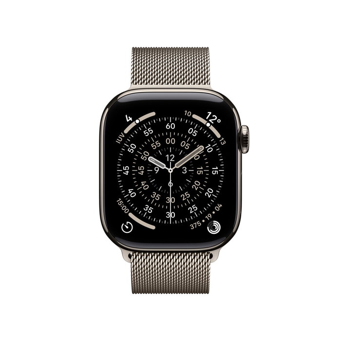 Apple Watch Series 11 GPS + Cellular - 42mm - Boîtier Natural Titanium - Bracelet Natural Milanese Loop