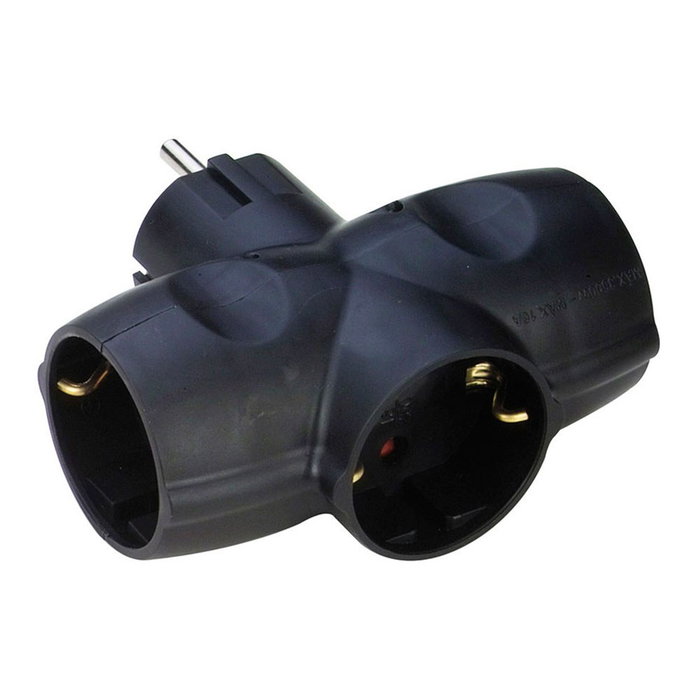 Simon Adaptateur triple latéral Schuko 3 prises noir