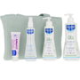 Mustela Set de Soin pour Bébé à la Camomille Bio - Gel Bain, Lait Corps, Baume Crème, Eau Coiffante et Sac Trolley - 5 Pièces