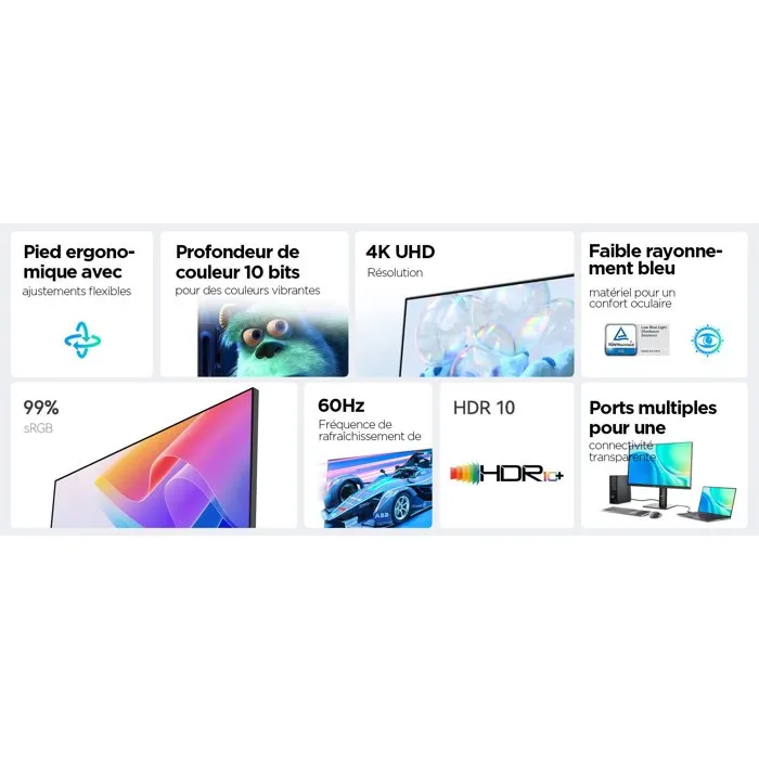 HKC B2742A Écran PC 27 pouces UHD IPS USB-C 65W