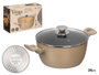 Kinvara Cacerola Induction Forgée 24 cm Beige avec Couvercle en Verre et Poignées Touch Soft (Set de 6)