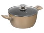 Kinvara Cacerola Induction Forgée 24 cm Beige avec Couvercle en Verre et Poignées Touch Soft (Set de 6)