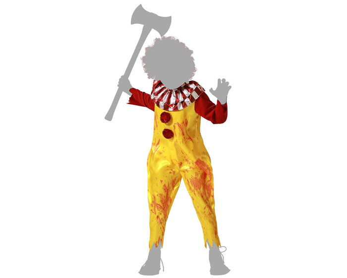Déguisement Enfant Clown Jaune avec Salopette et Col Rouge Taille 10-12 Ans - Idéal pour Halloween, Carnaval et Spectacles