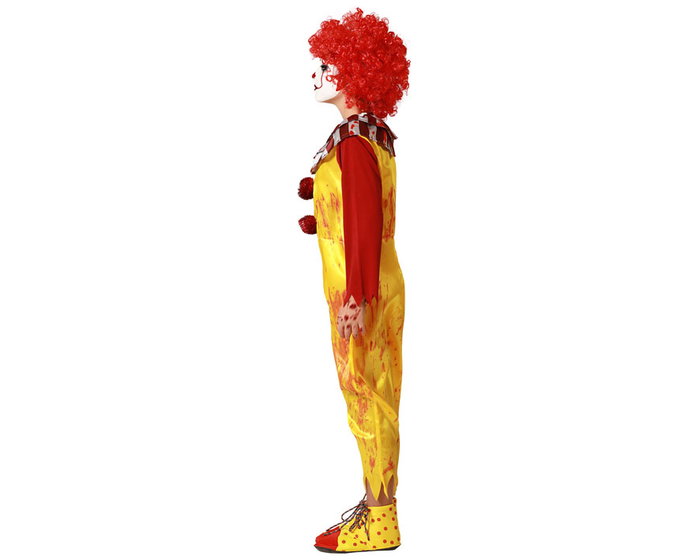 Déguisement Enfant Clown Jaune avec Salopette et Col Rouge Taille 10-12 Ans - Idéal pour Halloween, Carnaval et Spectacles
