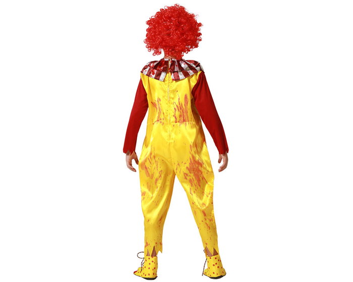 Déguisement Enfant Clown Jaune avec Salopette et Col Rouge Taille 10-12 Ans - Idéal pour Halloween, Carnaval et Spectacles